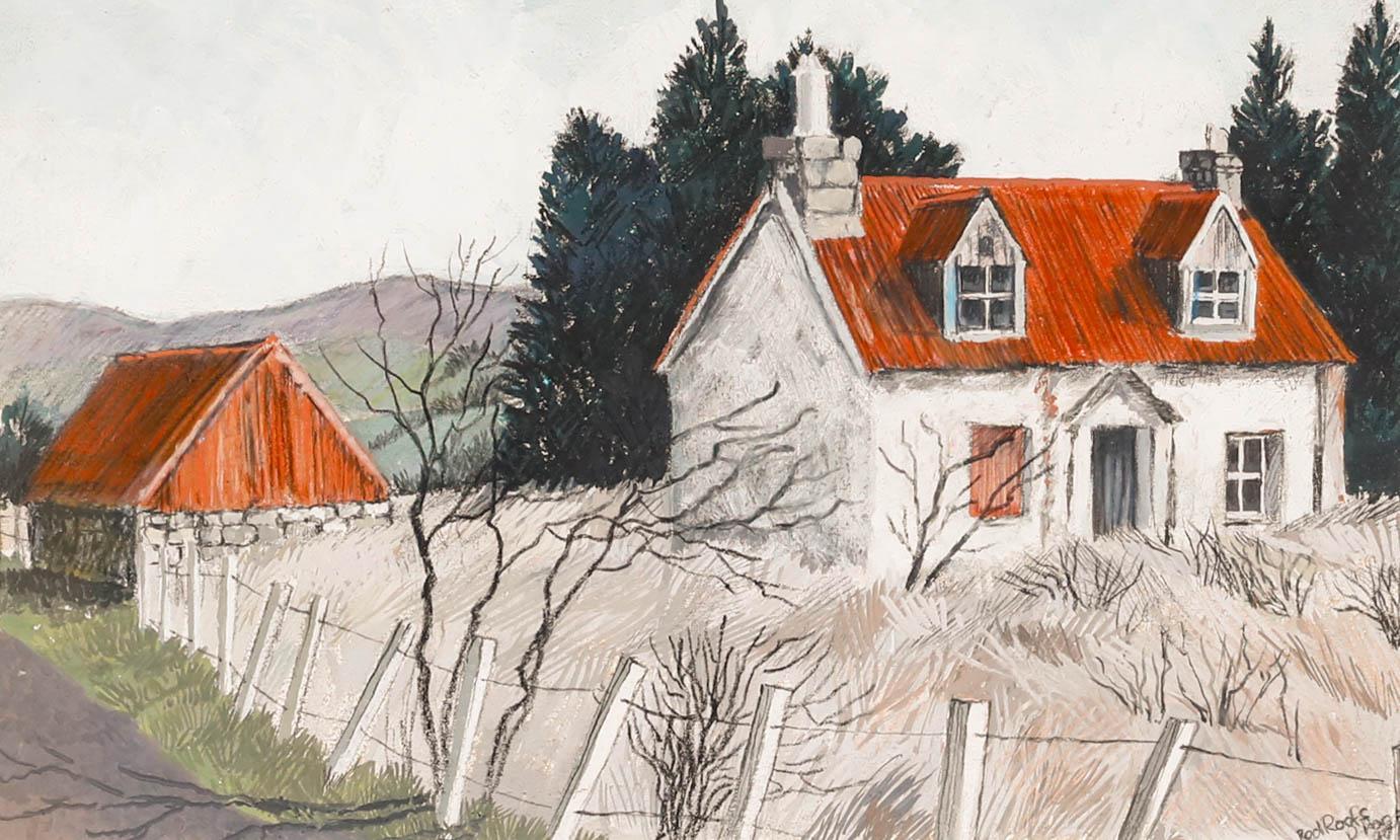 Dione Page (1936-2021) - Pastel contemporáneo enmarcado, Tejados rojos en venta 1