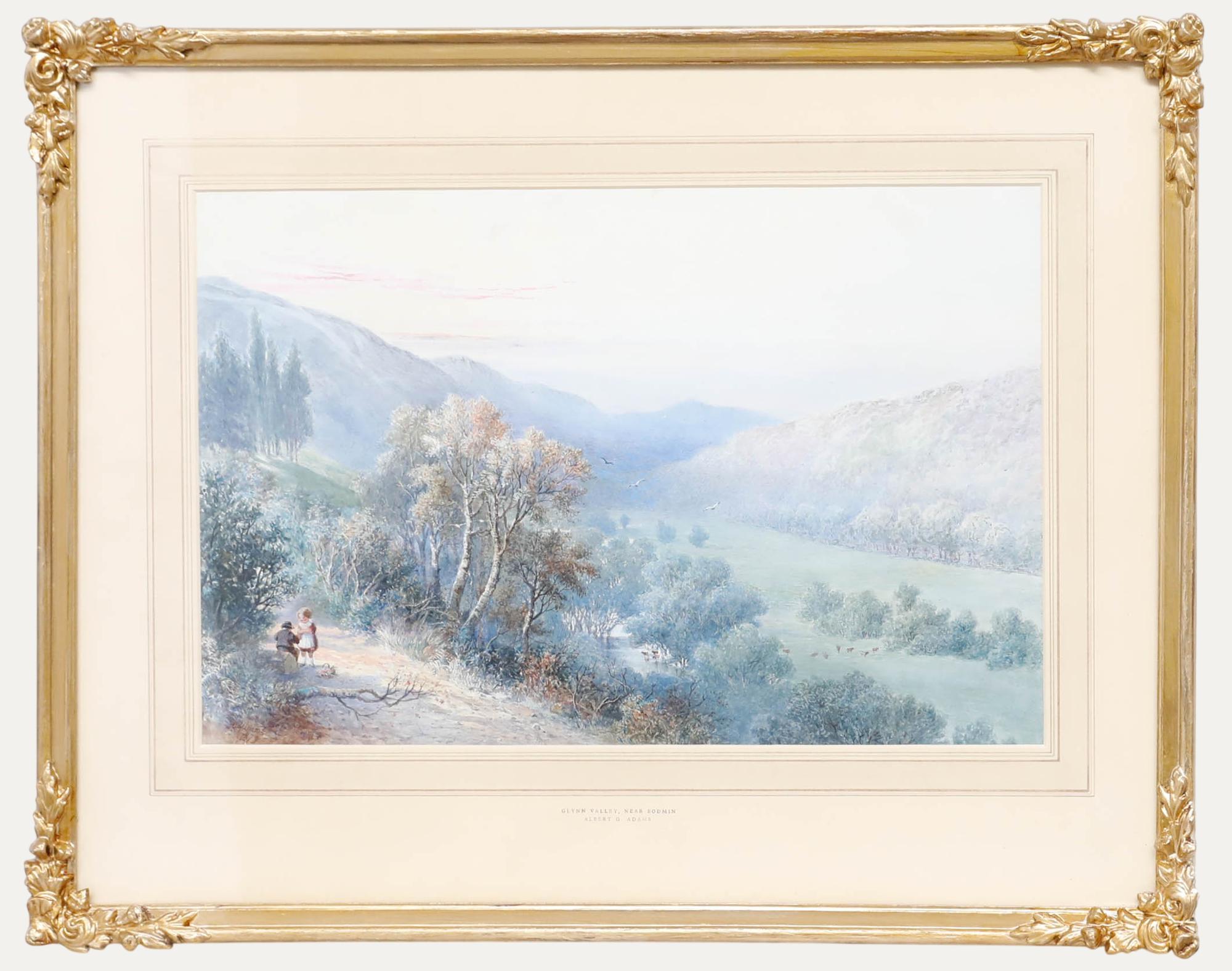 Landscape Art di Unknown - Albert George Adams (nato nel 1854-1887) - Acquerello della metà del XIX secolo, Valle di Glynn