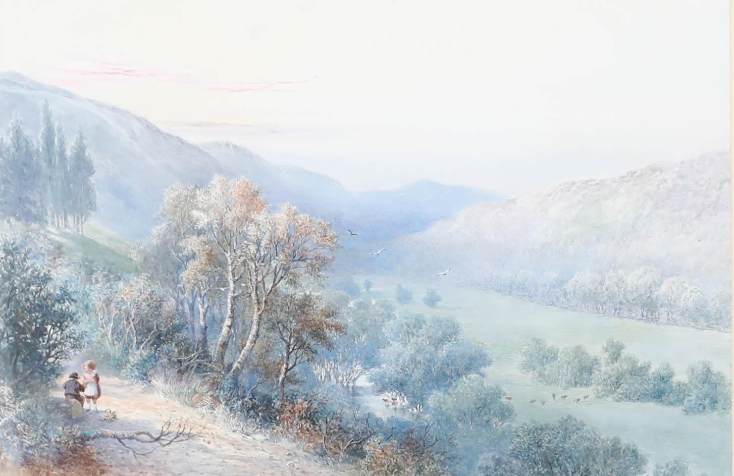 Albert George Adams (nato nel 1854-1887) - Acquerello della metà del XIX secolo, Valle di Glynn - Art di Unknown