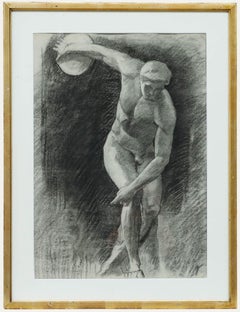 Pierre Neveu (b.1929) - Mid 20th Century Charcoal Drawing, Study of Discobolus
