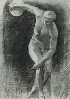 Pierre Neveu (b.1929) - Mid 20th Century Charcoal Drawing, Study of Discobolus