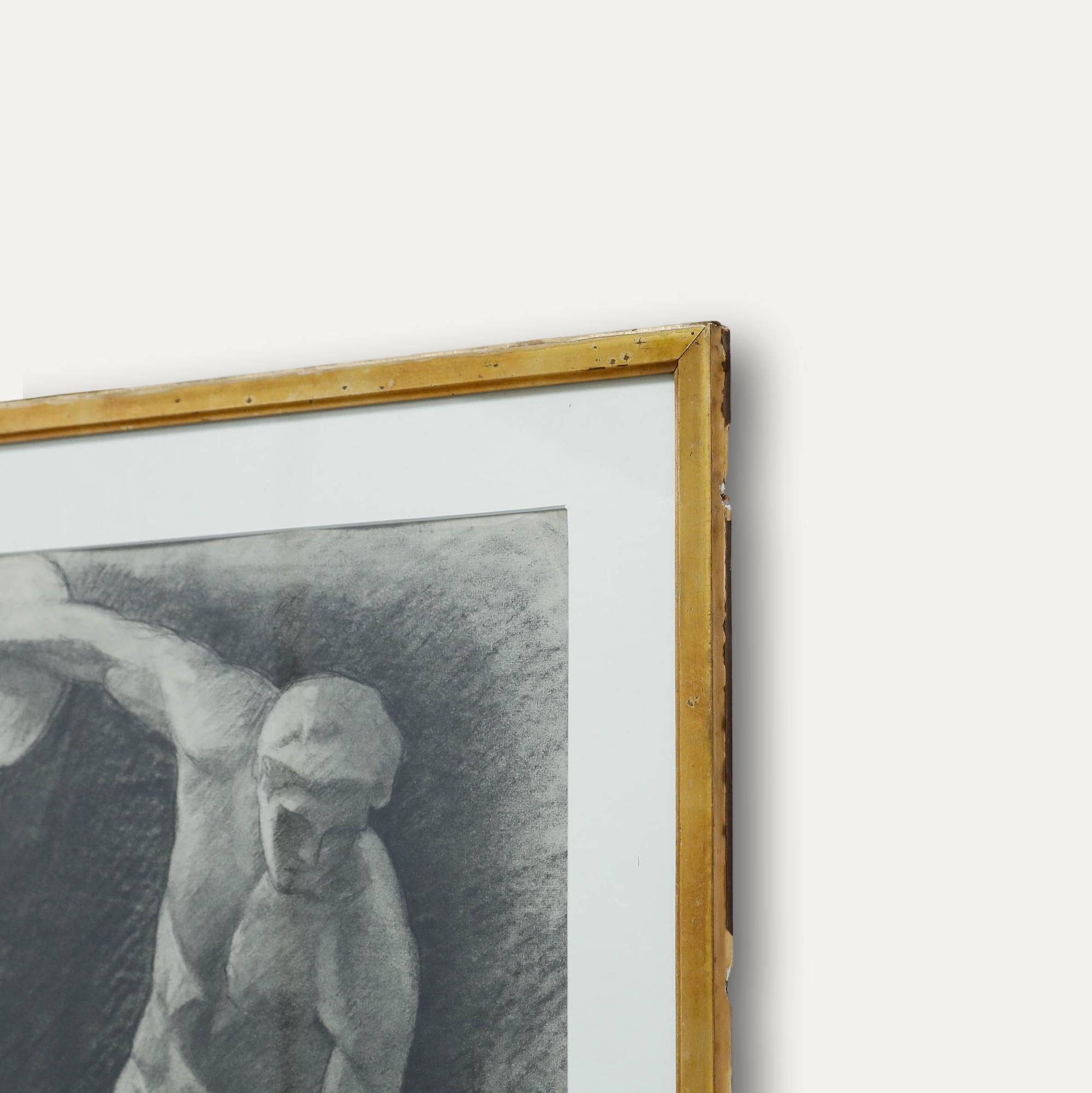 Pierre Neveu (b.1929) - Mid 20th Century Charcoal Drawing, Study of Discobolus For Sale 4