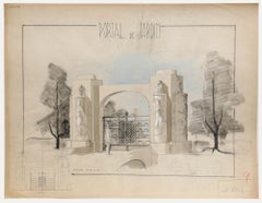 Pierre Neveu (b.1929) - 1949 Gouache, Garden Gate