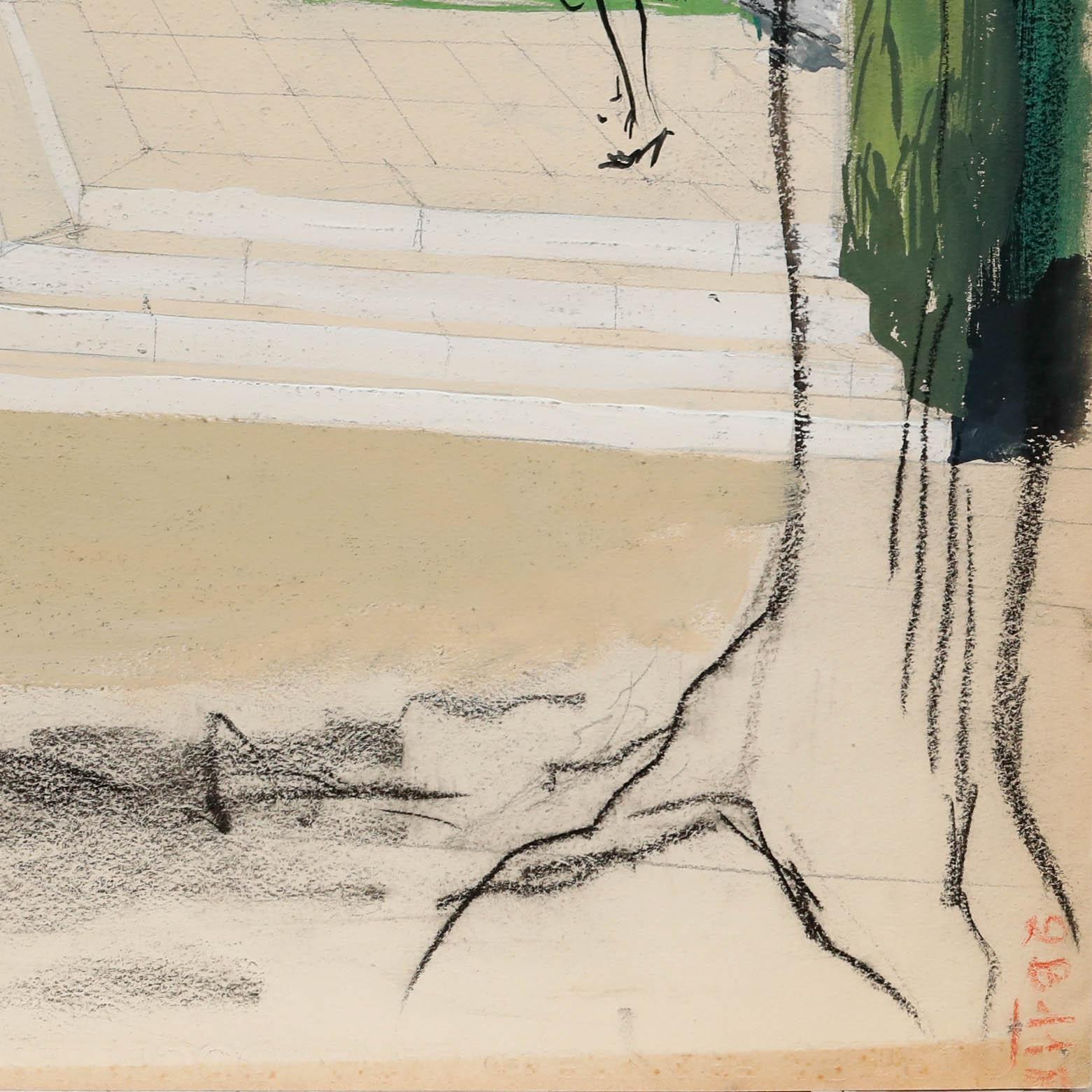 Pierre Neveu (b.1929) - Mid 20th Century Gouache, The Garden For Sale 2