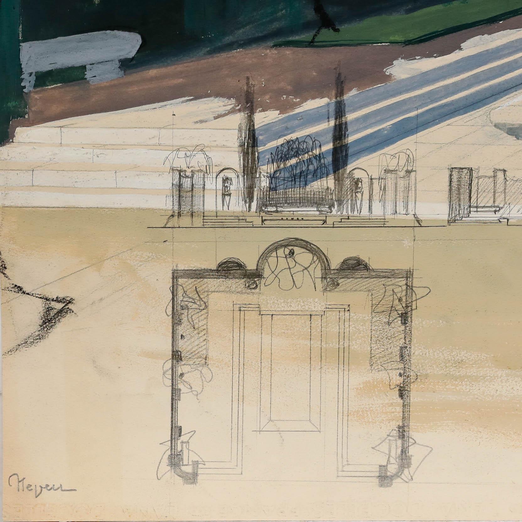 Pierre Neveu (b.1929) - Mid 20th Century Gouache, The Garden For Sale 4