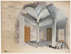 Pierre Neveu (b.1929) - Mid 20th Century Gouache, The Foyer