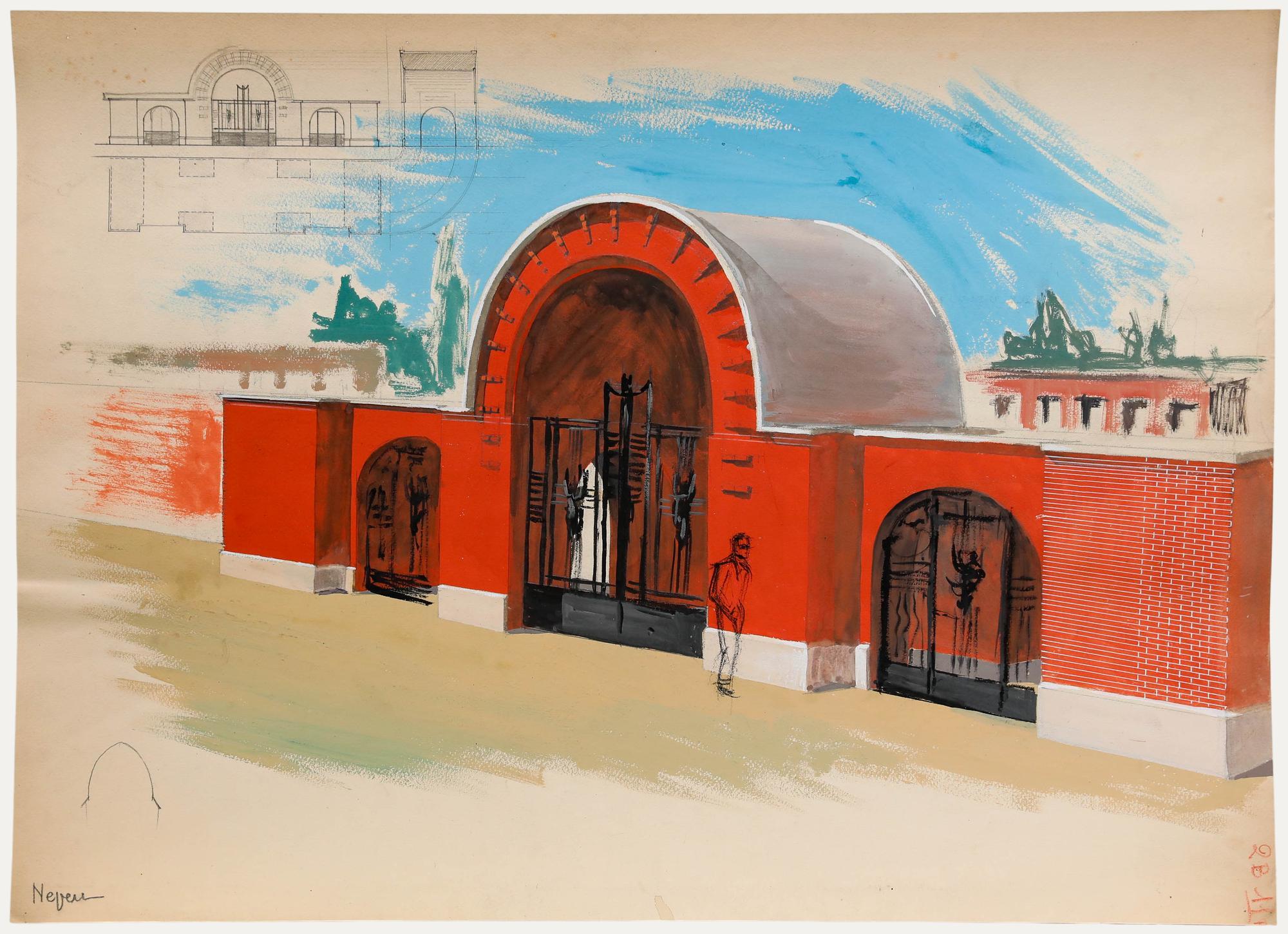 A delightful mid-20th-century gouache by the artist Pierre Neveu (b.1929). Signed. On paper.
