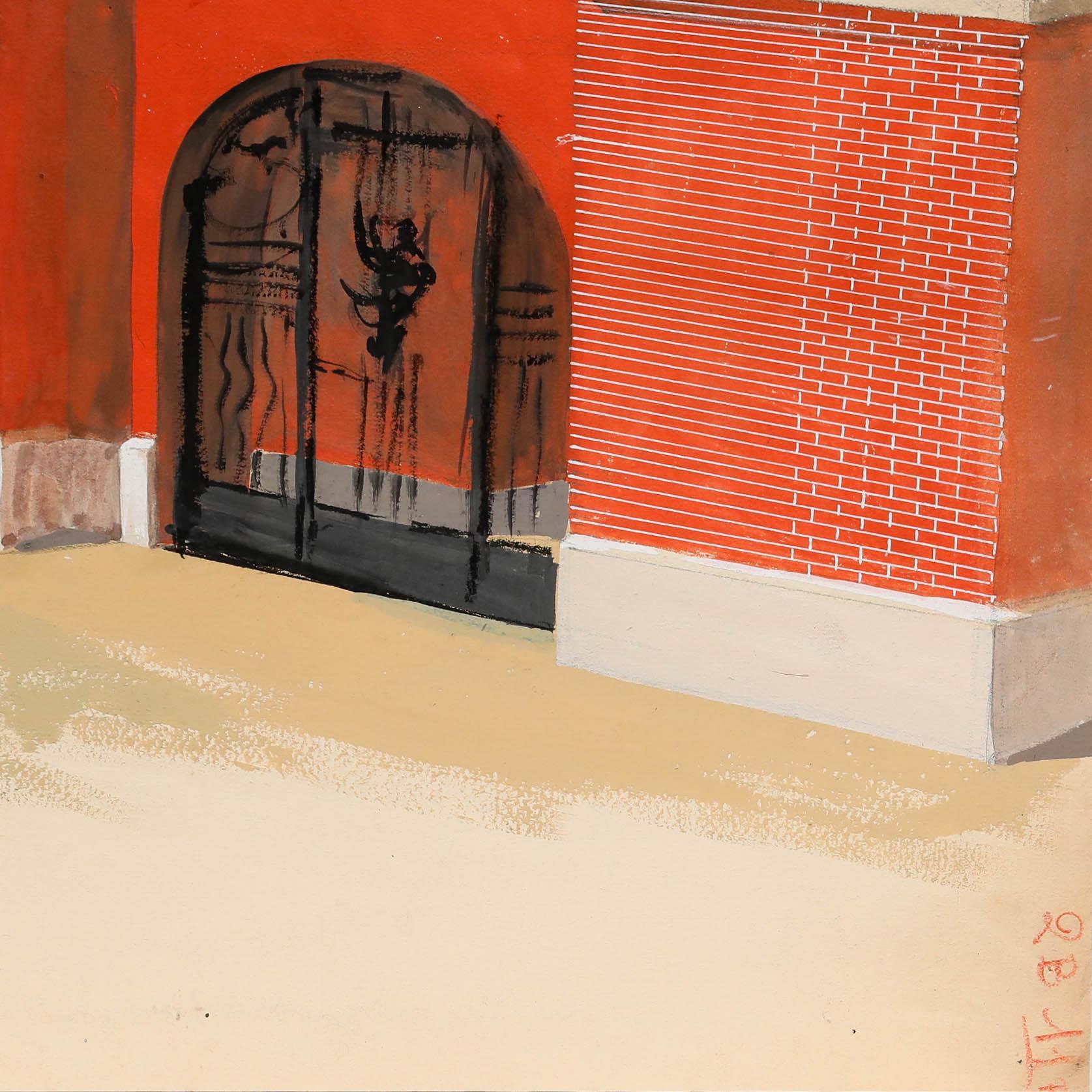 Pierre Neveu (b.1929) - Mid 20th Century Gouache, The Red Arch For Sale 2