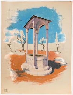 Pierre Neveu (b.1929) - Mid 20th Century Gouache, The Well