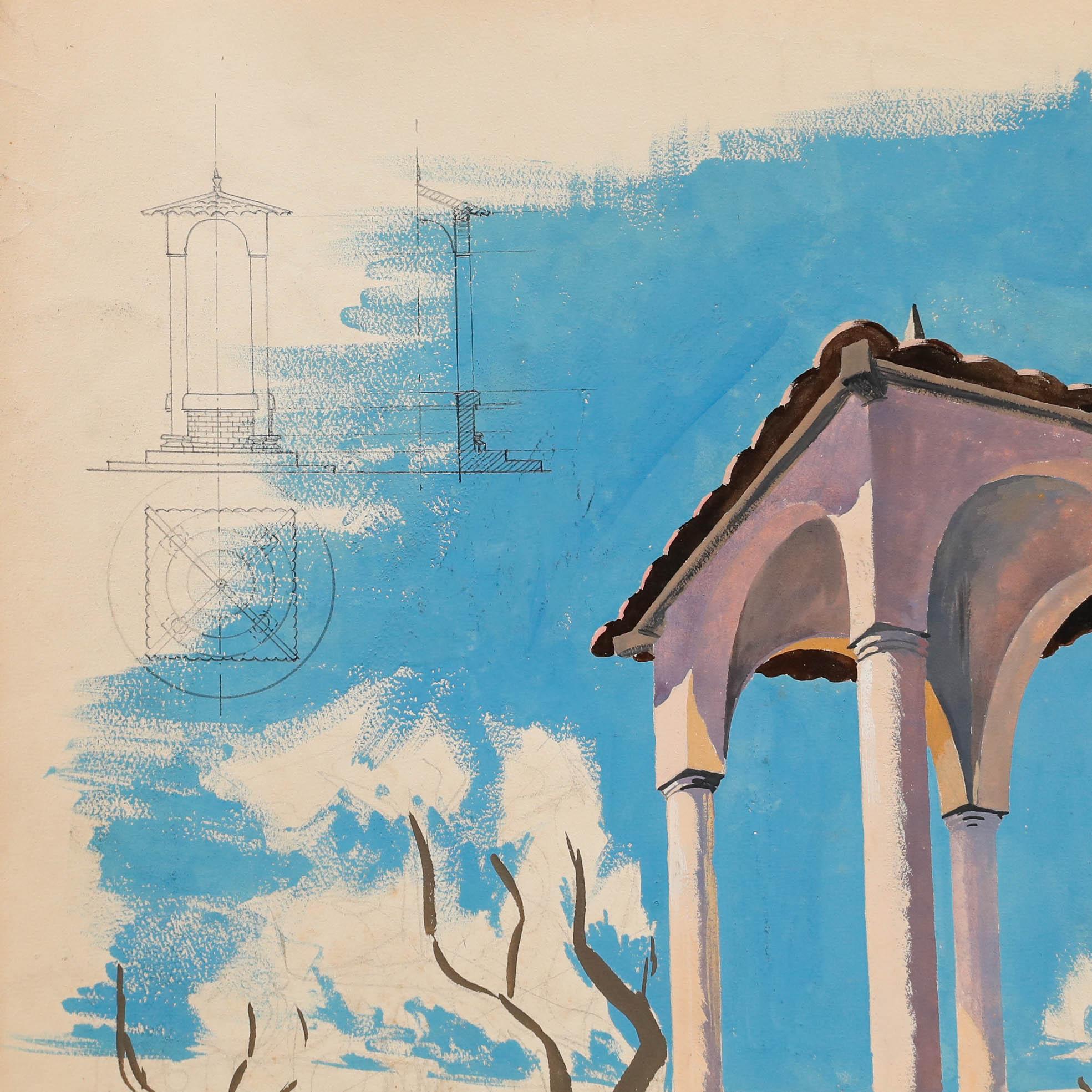 Pierre Neveu (b.1929) - Mid 20th Century Gouache, The Well For Sale 2