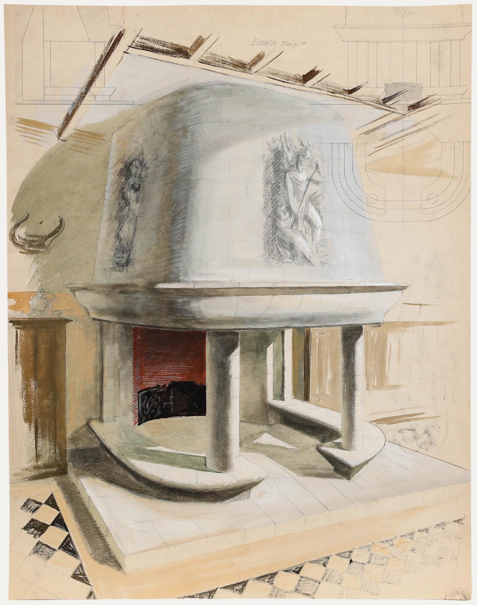 A delightful mid 20th century gouache by the artist Pierre Neveu (b.1929). Unsigned. On paper.