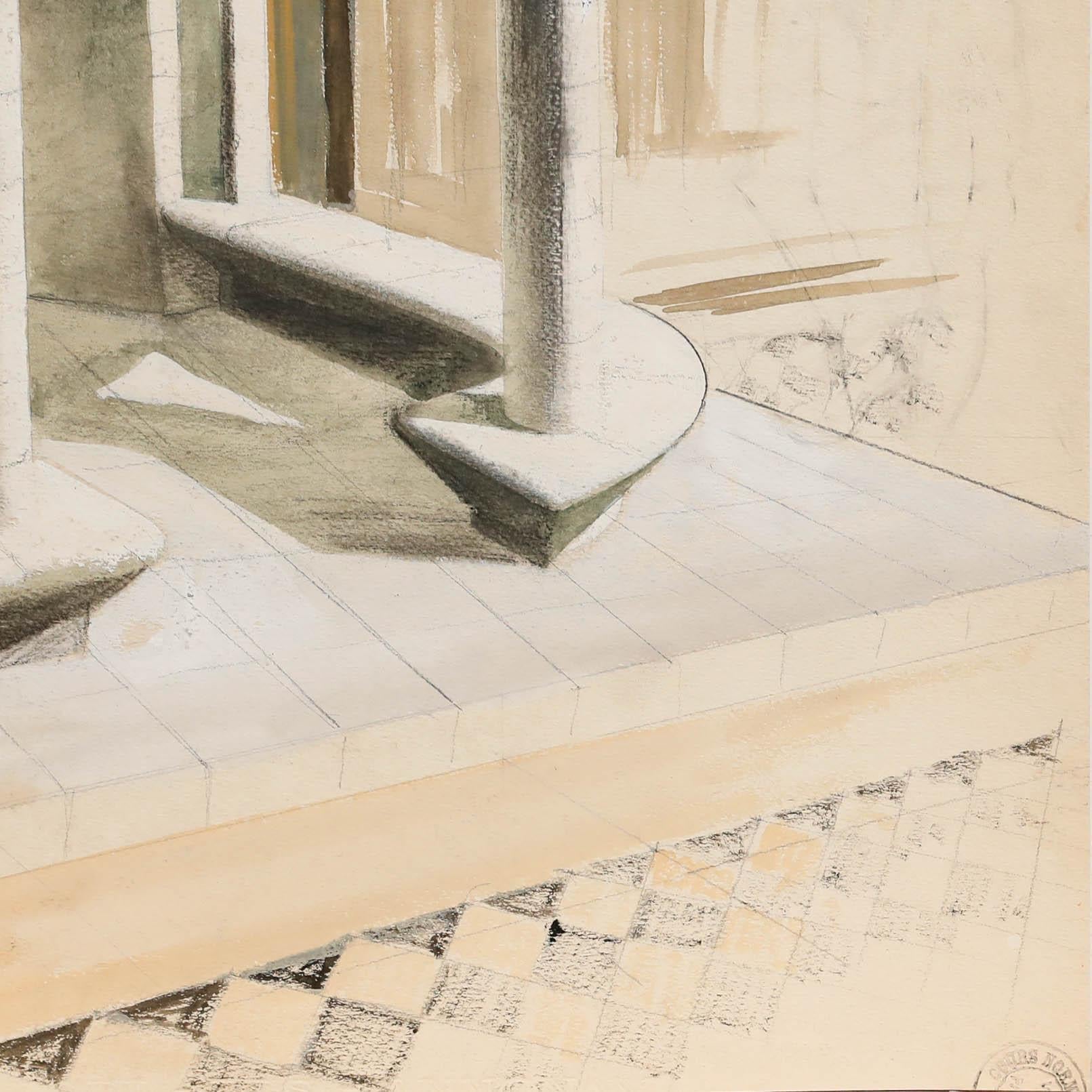 Pierre Neveu (b.1929) - Mid 20th Century Gouache, Echelle For Sale 2
