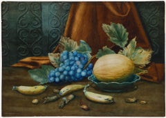 N. Winter - 1900 Watercolour, Grapes and Melon