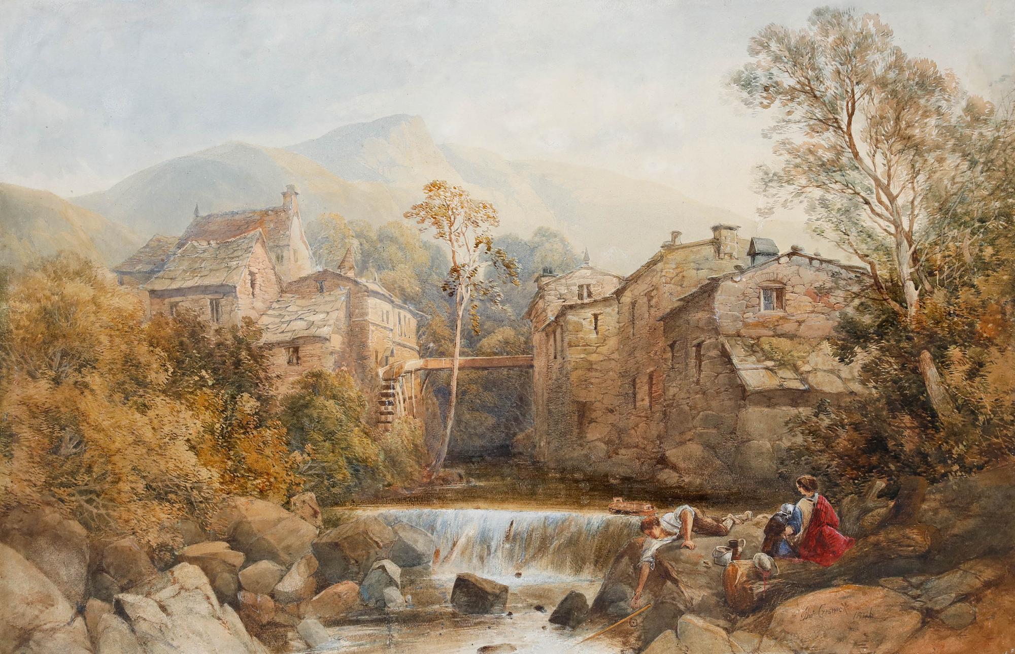 Thomas Creswick RA (1811-1869)  - 1846 Watercolour, The Fallen Rod For Sale 1