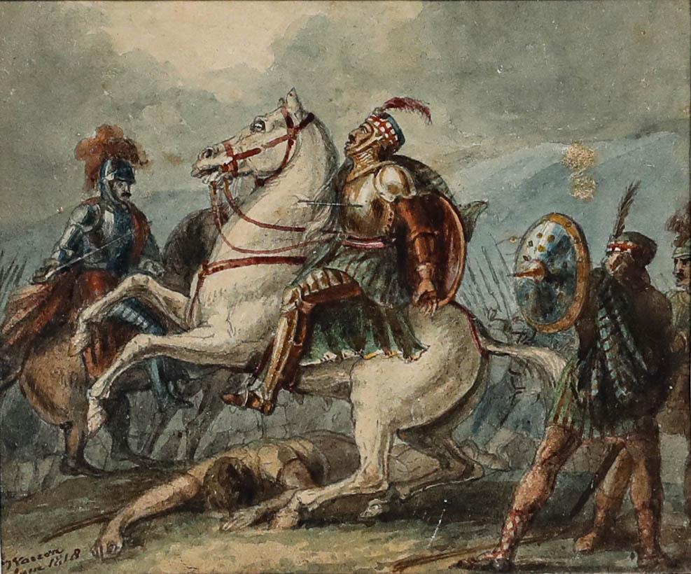 Charles Warren (1767-1823) - 1818 Watercolour, In the Midst of Battle - Art by Unknown
