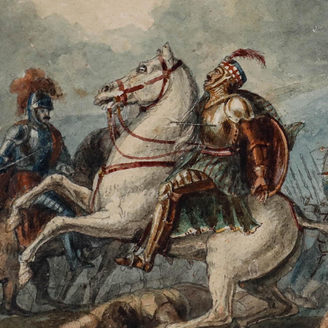 Charles Warren (1767-1823) - 1818 Watercolour, In the Midst of Battle - Gray Figurative Art by Unknown