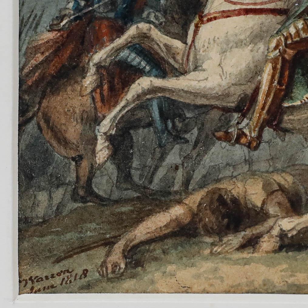 Signed and dated to the lower left. Well presented in a wash-line mount. On paper laid to card.
