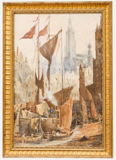 Arthur McArthur (1827-1892) - Late 19th Century Watercolour, Busy Harbour Scene