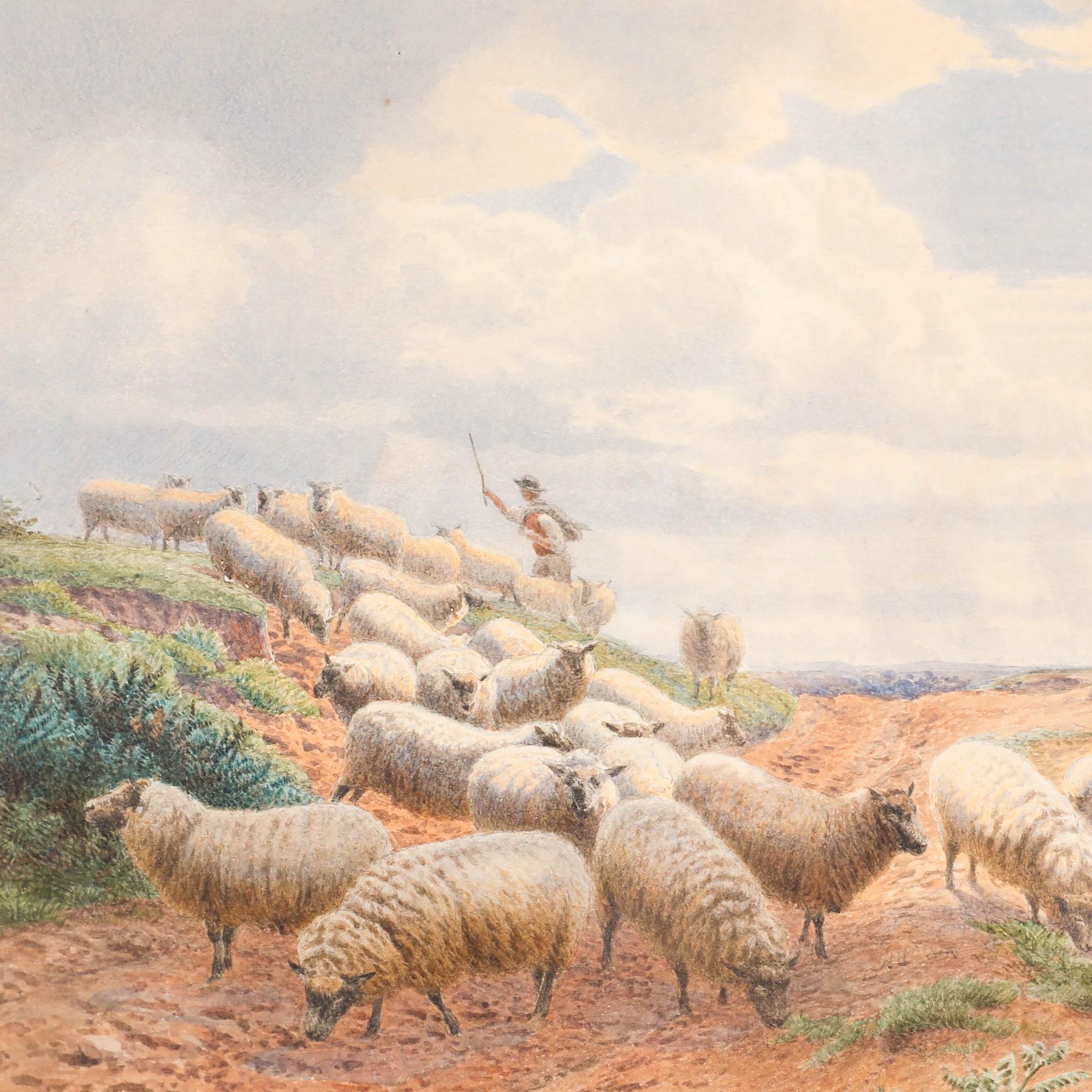 Henry Birtles (1838-1907) - 1866 Watercolour, On The South Downs For Sale 3