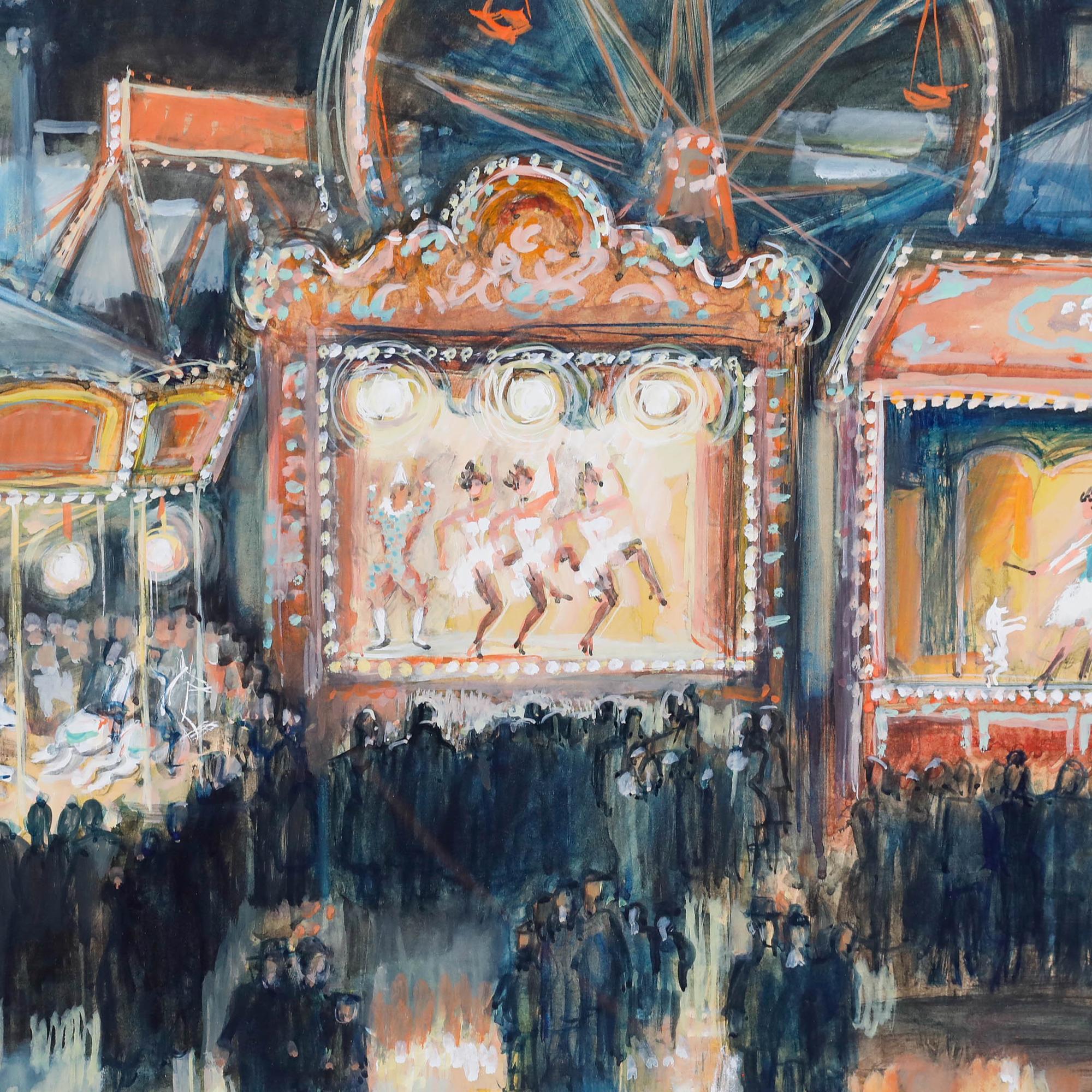 Jacques de Sadeleer (geb. 1920)  - 20. Jahrhundert Gouache, Fête Foraine im Angebot 1