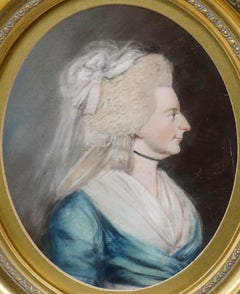 Pastel de la English School de principios del siglo XIX - Dama de perfil