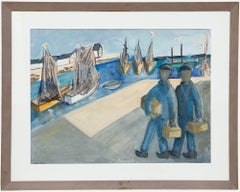 Gerahmte Gouache des 20. Jahrhunderts - Tag an den Docks
