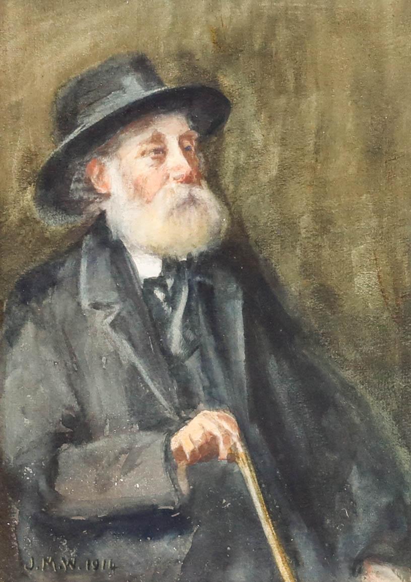 1914 Acuarela - Retrato de un caballero - Art de Unknown