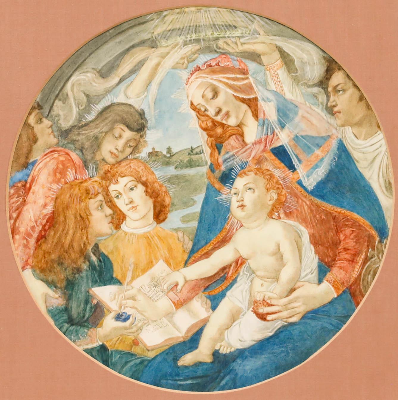 Dopo Botticelli - Acquerello del 20° secolo, Madonna del Magnificat - Art di Unknown