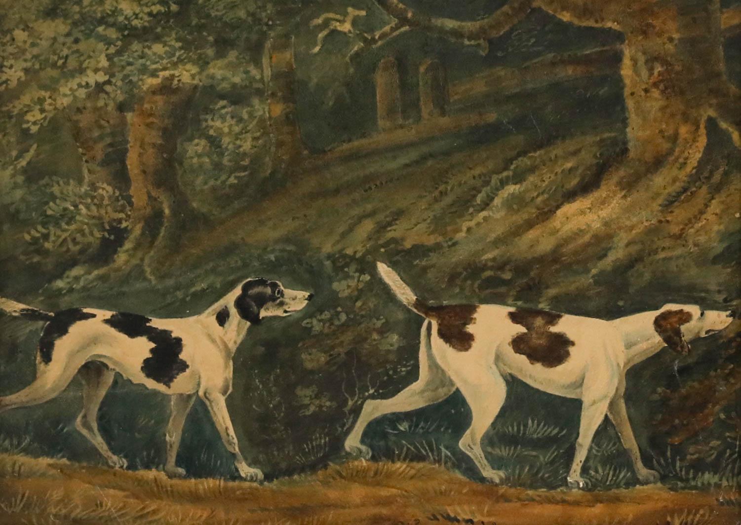 19th Century Watercolour - The Pointers - Art by Unknown