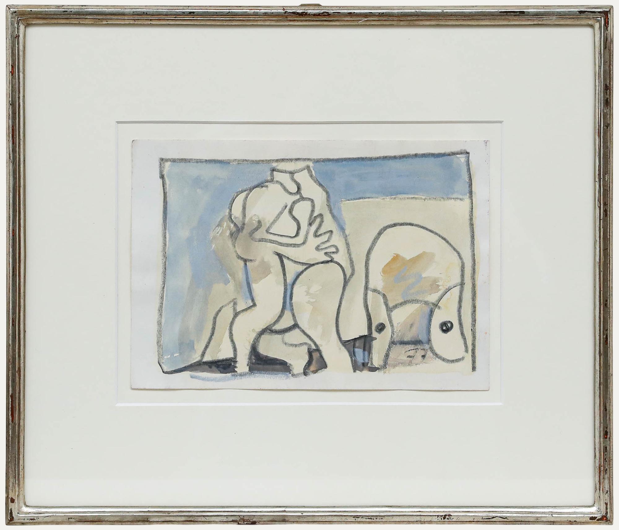 Unknown Abstract Drawing - Ed Dukkers (1923-1996) - Framed 1977 Graphite Drawing, Abstract II