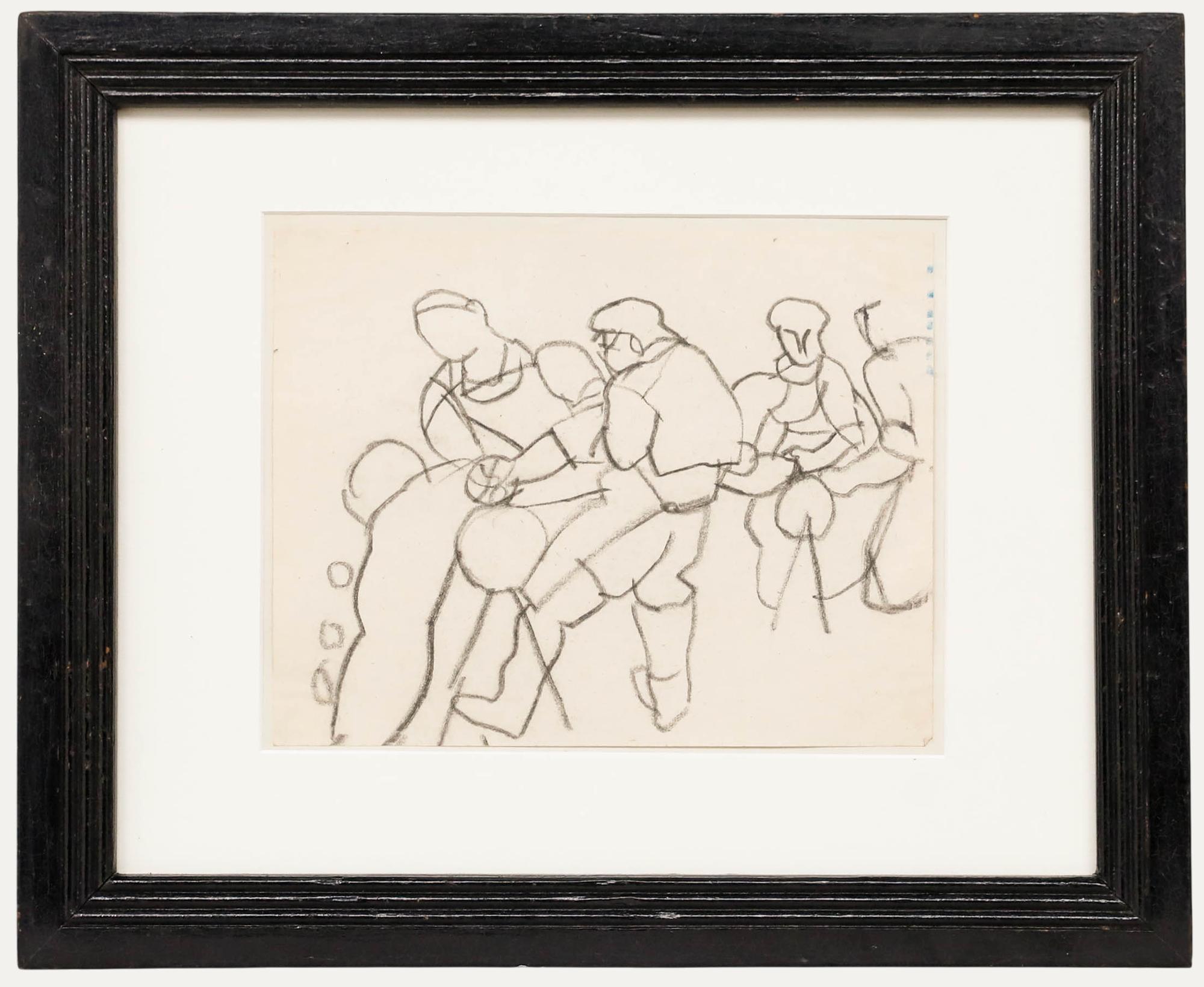 Unknown Abstract Drawing - Ed Dukkers (1923-1996) - 20th Century Graphite Drawing, Abstract Figures
