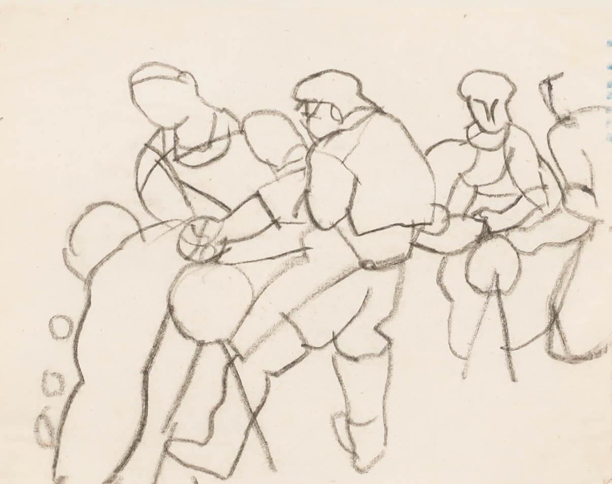 Ed Dukkers (1923-1996) - 20th Century Graphite Drawing, Abstract Figures - Art by Unknown