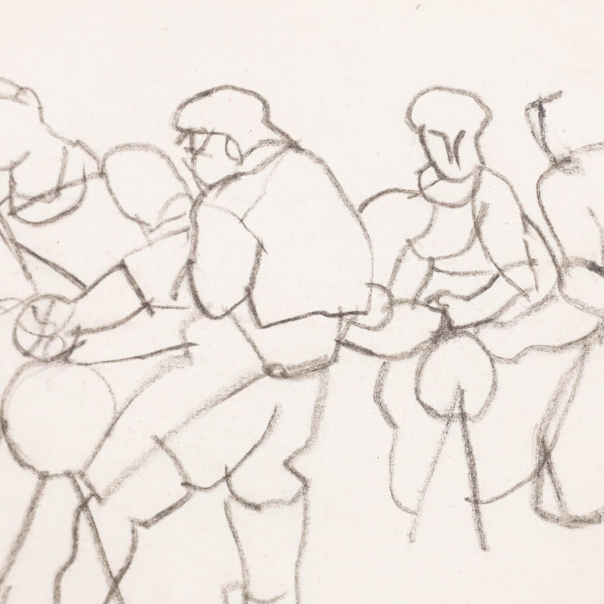 An abstract figure study by the Dutch artist Ed Dukkers. Unsigned, however, the piece was acquired alongside a larger collection of the artist's work. Well presented in a black frame. On paper.