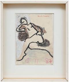 Ed Dukkers (1923-1996) - Gerahmtes Pastell von 1987, Liegender Akt