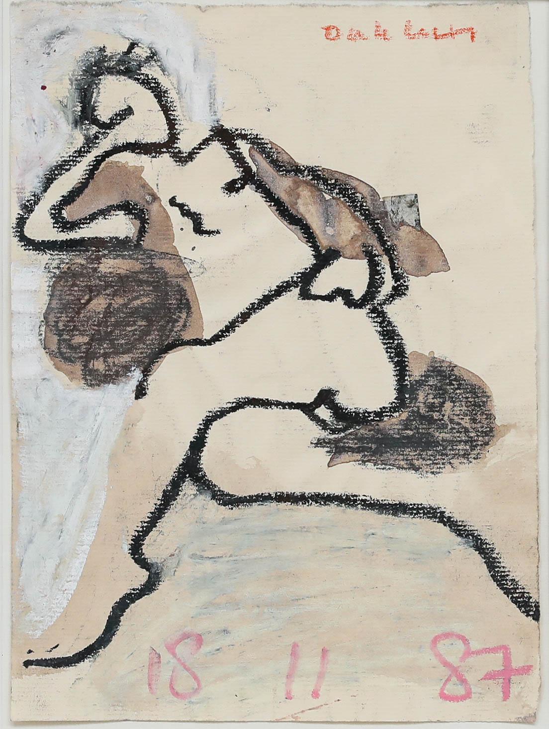 Ed Dukkers (1923-1996) - Pastel encadré de 1987, Nu couché - Art de Unknown