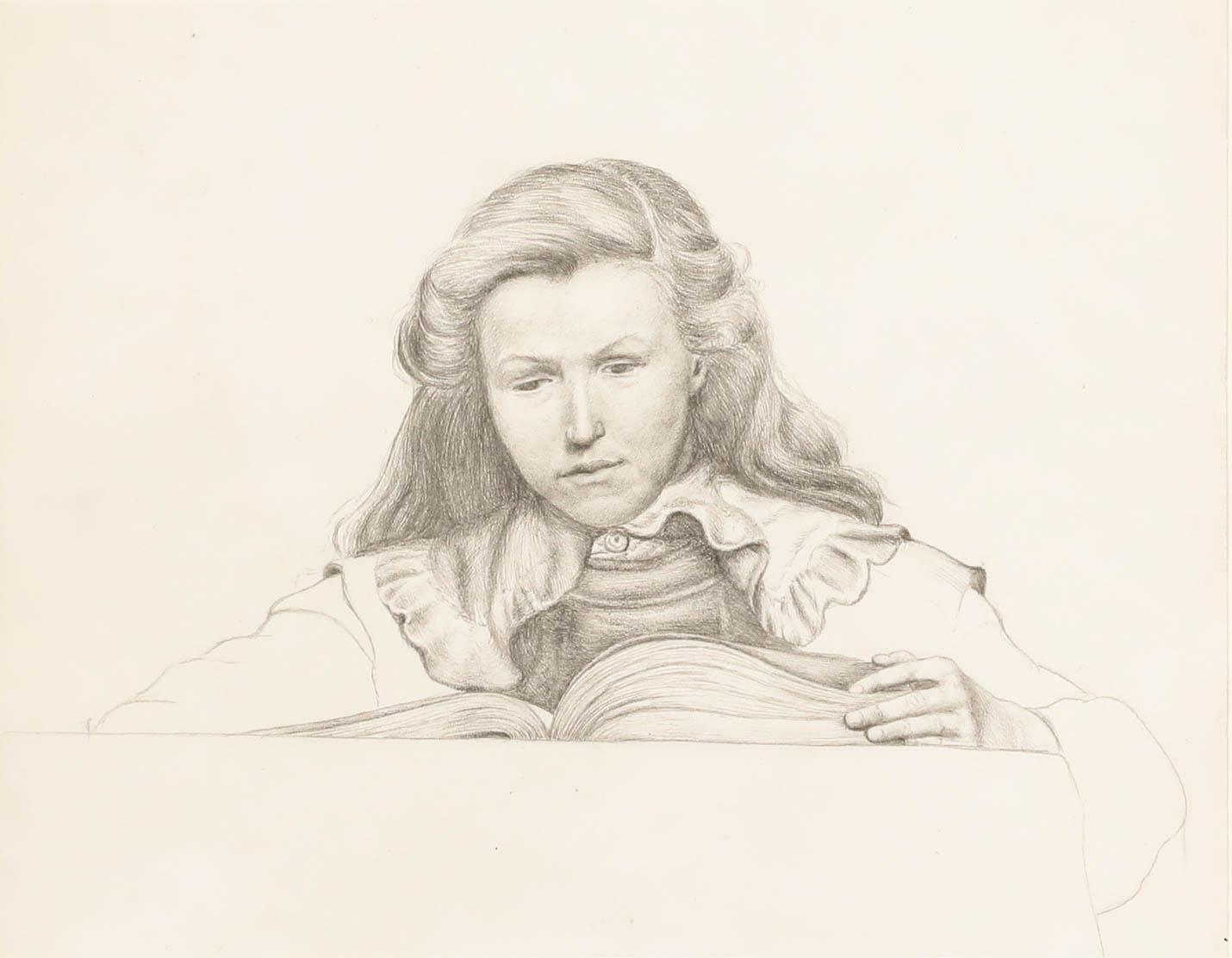 William Henry Ladd - Framed Early 20th Century Graphite Drawing, Studying - Art by Unknown