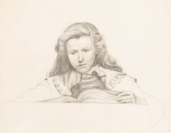 William Henry Ladd - Framed Early 20th Century Graphite Drawing, Studying