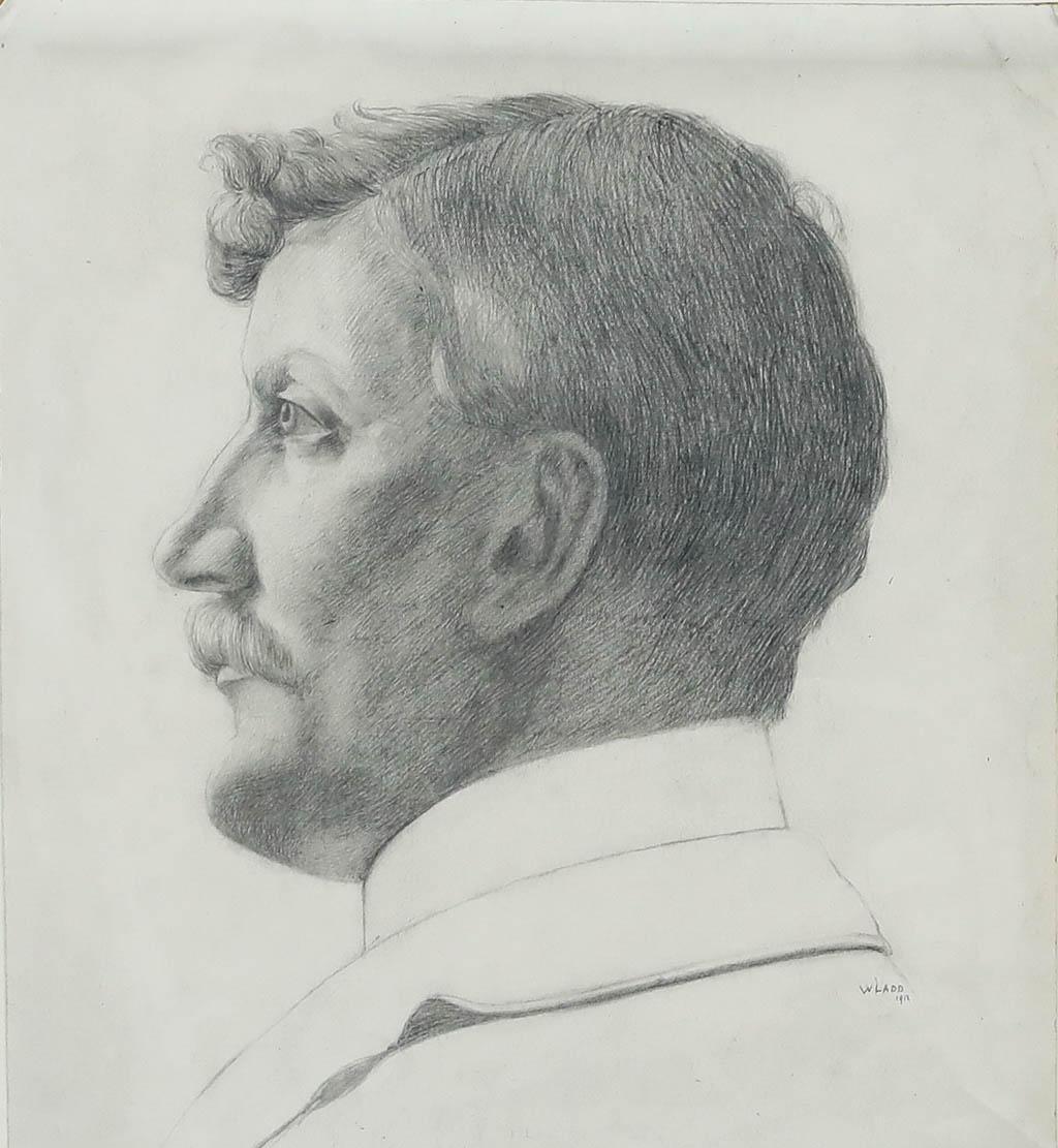 William Henry Ladd - 1912 Dibujo al grafito, Retrato de un caballero de perfil - Art de Unknown