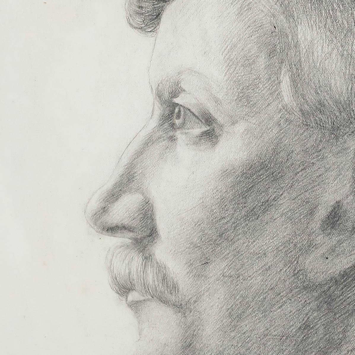 Un magnífico retrato-estudio de William Henry Ladd. Firmado y fechado en la parte inferior derecha. Flotador montado en un elegante marco con acabado vintage. Sobre el papel.