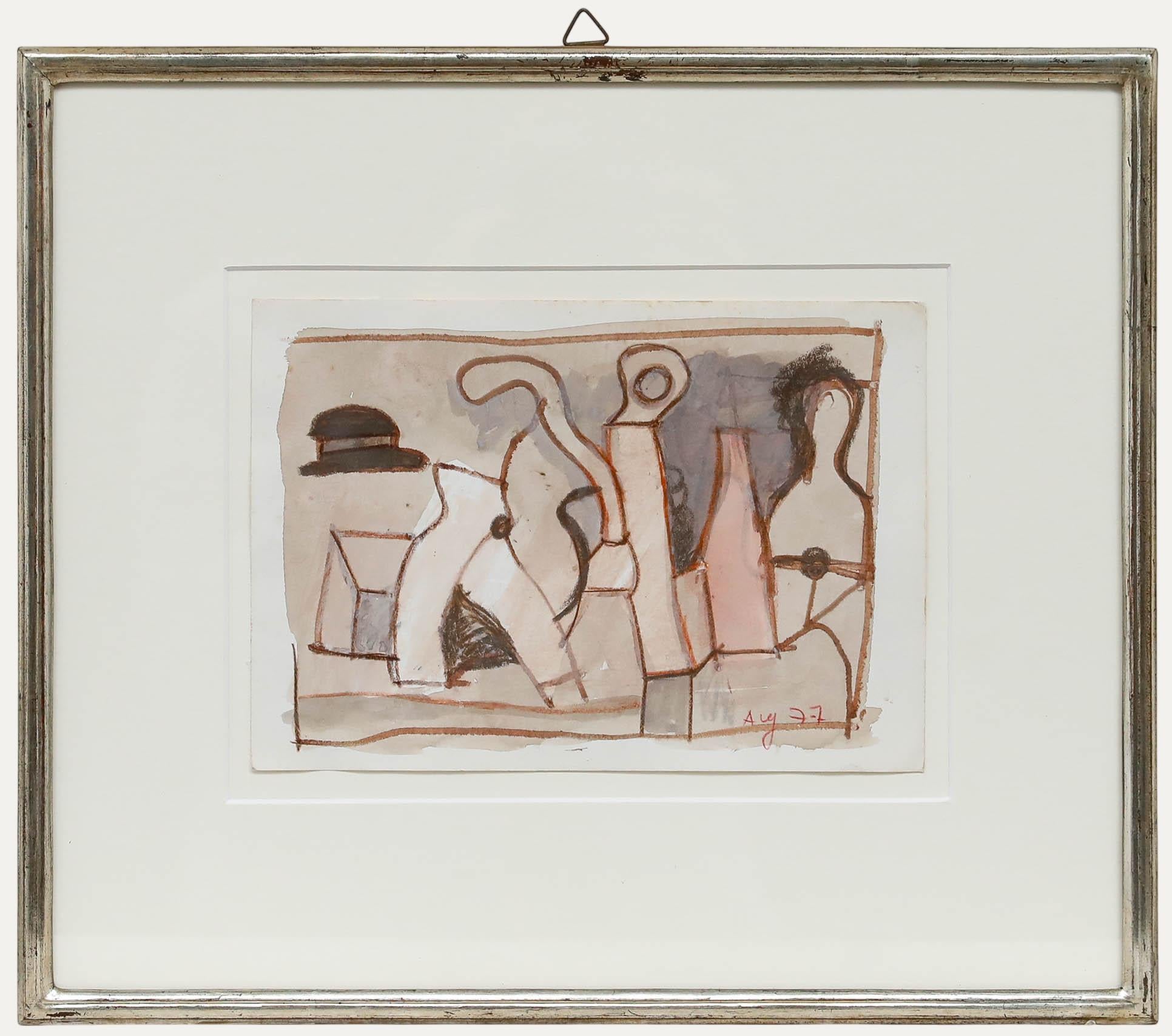 Ed Dukkers (1923-1996) - Enmarcado 1977 Pastel, Abstracto I