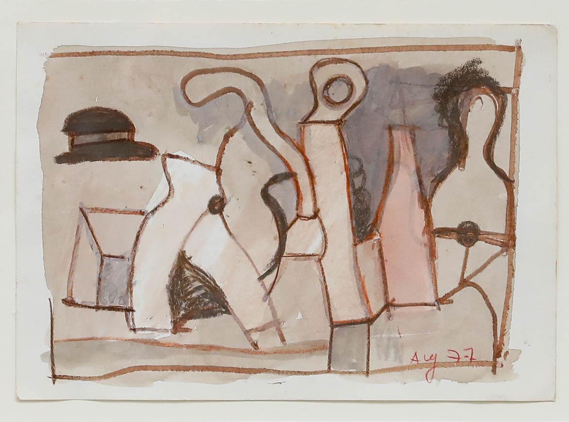 Ed Dukkers (1923-1996) - Pastel encadré de 1977, Abstrait I - Art de Unknown