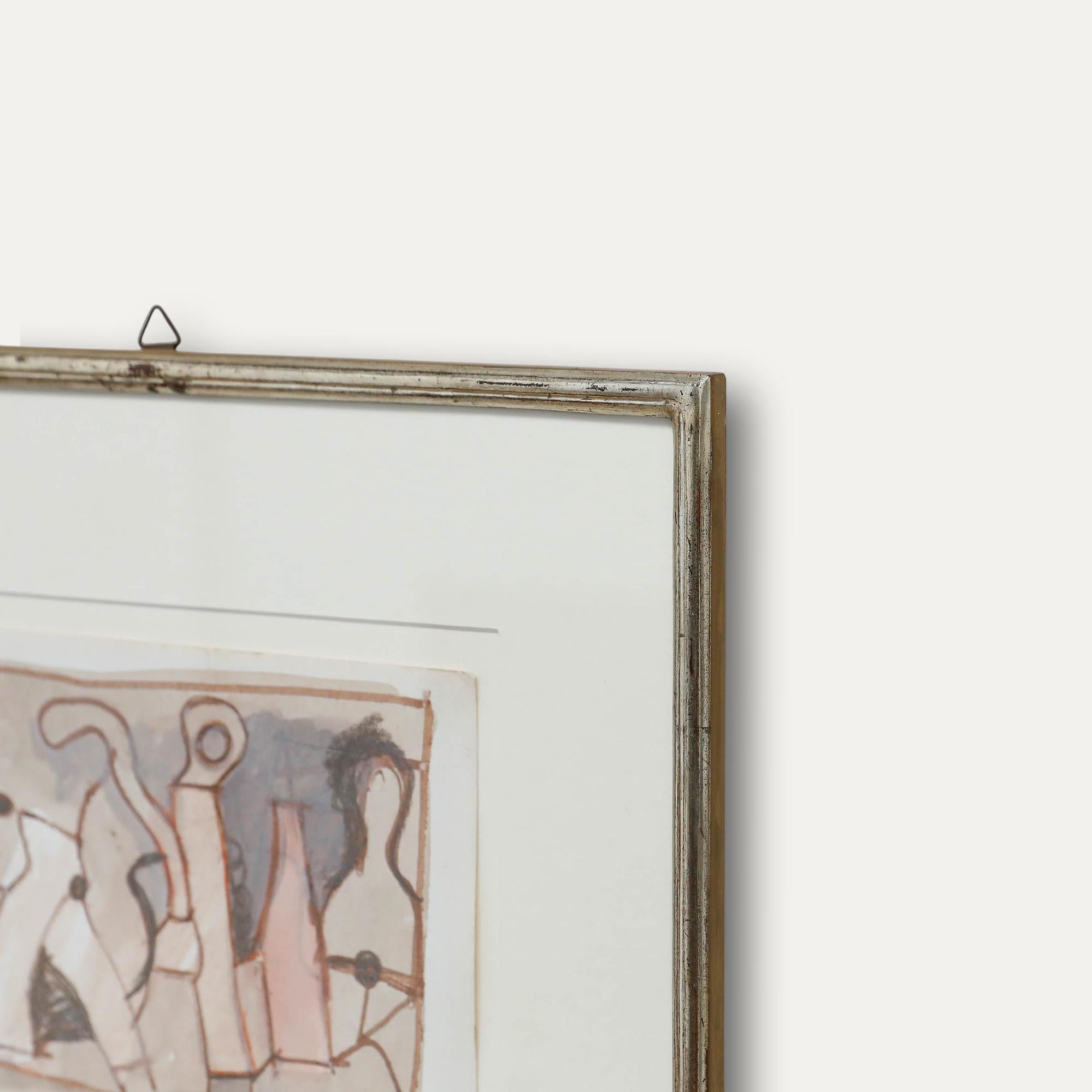Ed Dukkers (1923-1996) - Pastel encadré de 1977, Abstrait I en vente 1