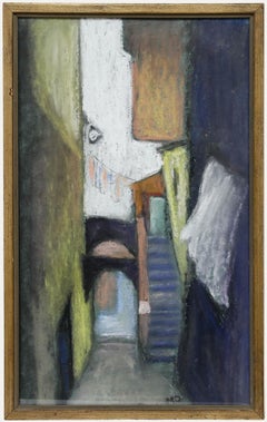 Margit Oelenheinz (n.1926) - Pastel de mediados del siglo XX, El callejón