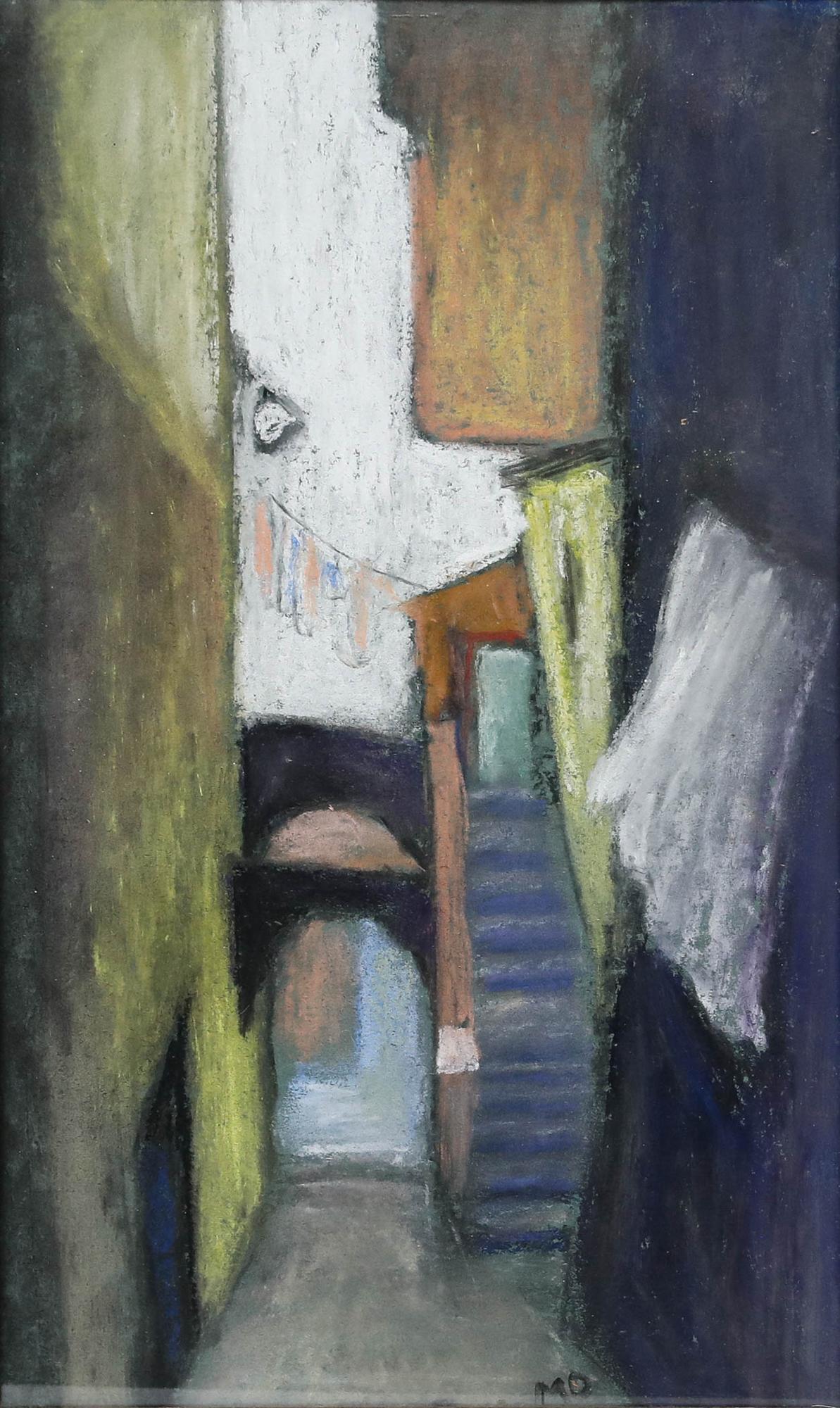 Margit Oelenheinz (nata nel 1926) - Pastello della metà del XX secolo, Il vicolo - Art di Unknown