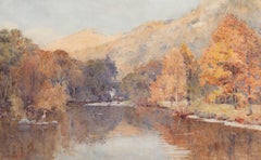 Willie Stephenson (1857-1938) - Watercolour, Heron in an Autumn Landscape