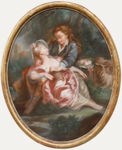 Manier von Francois Boucher (1703-1770) - Pastell, Ein Moment der Romantik