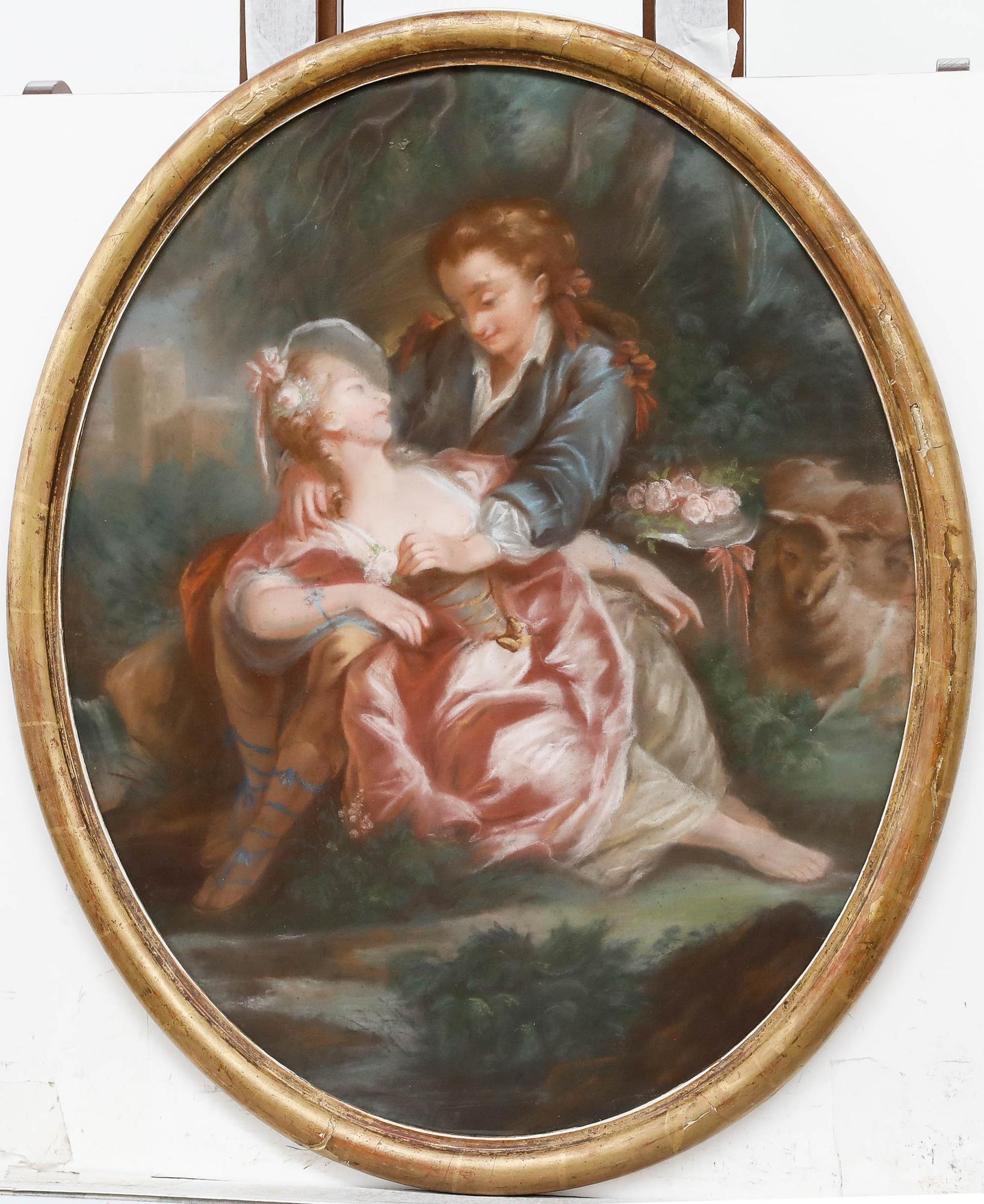 Manière de François Boucher (1703-1770) - Pastel, Un moment de romantisme - Art de Unknown
