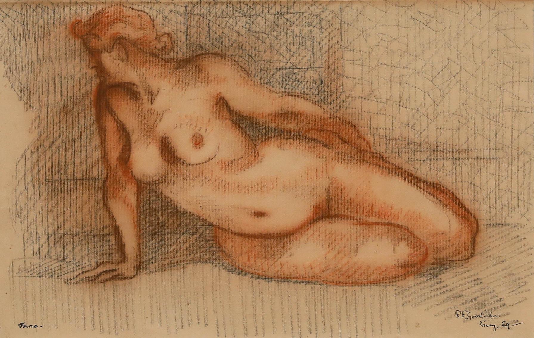 Reginald F. Goodfellow (1894-1985) - 1939 Farbstift, Liegender Akt – Art von Unknown