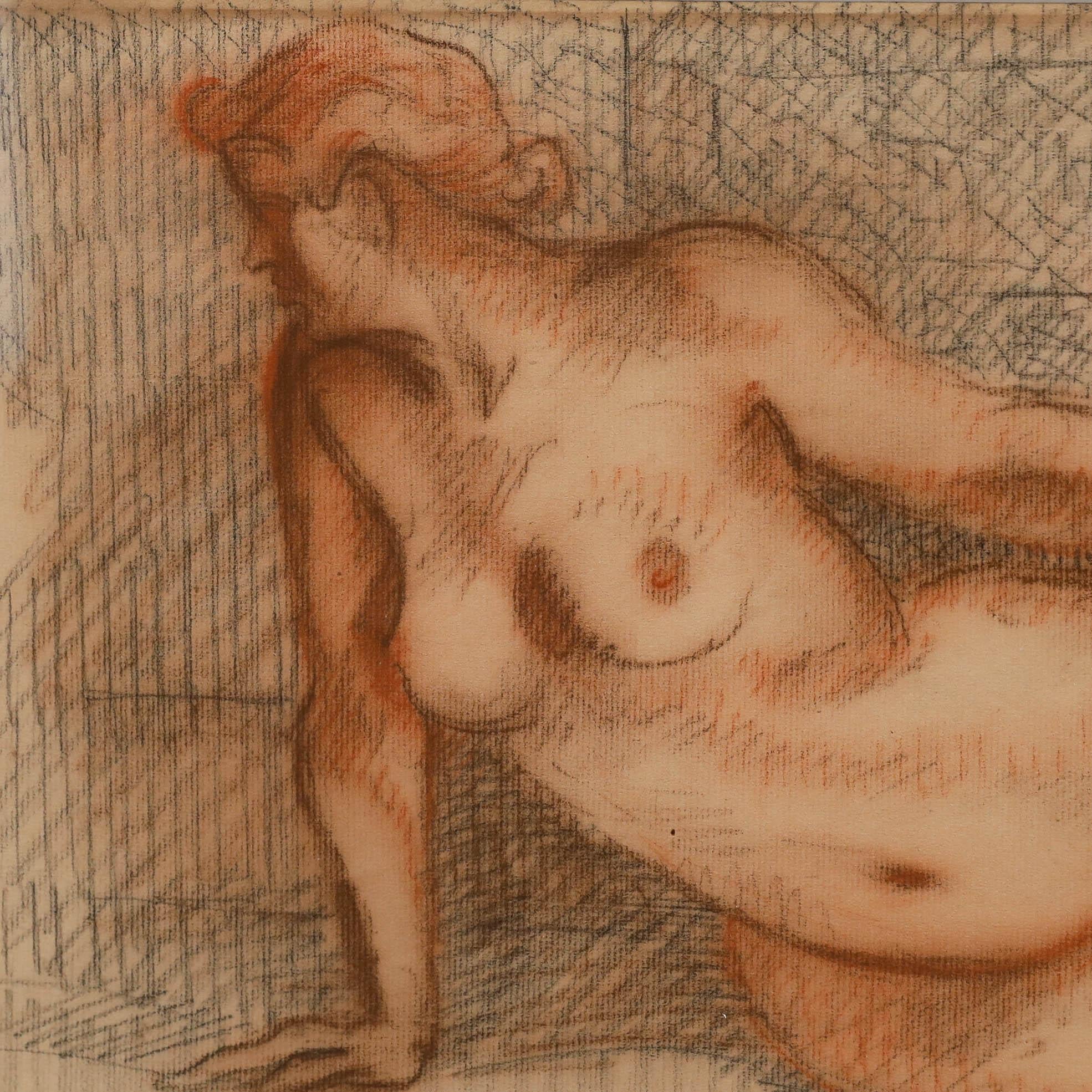 Reginald F. Goodfellow (1894-1985) - 1939 Farbstift, Liegender Akt im Angebot 1