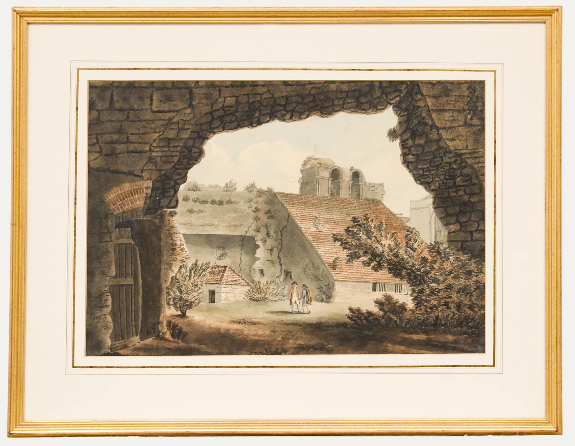 Figurative Art di Unknown - H. Cromwell - Acquerello del 1797, Le rovine del Castello di Wolvesey, Winchester
